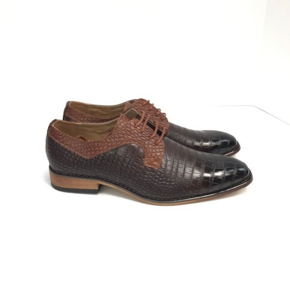 Amali Men's Brown Cognac Dress Shoes Oxfords Exotic Print Sizes 7.5 - 13 - Picture 4 of 6